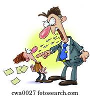 um, zangado, saliência, shouting, e, apontar, seu, empregado