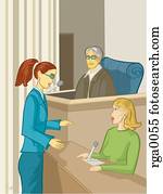 um, advogado, questionar, um, mulher, em, corte