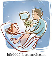 A doctor doing an ultrasound test A doctor doing an ultrasound test