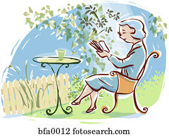 A woman reading in her garden A woman reading in her garden