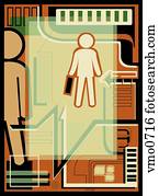 An illustration of people walking to work An illustration of people walking to work