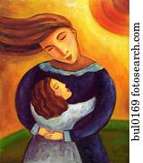 A mother and child hugging A mother and child hugging