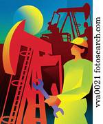 Illustration of an oil well