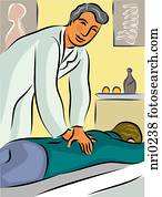A physical therapist massaging a patients back A physical therapist massaging a patients back