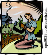 A woman doing gardening