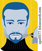 een, man, grooming, zijn, baard