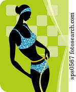 ένα, γυναίκα, μέτρημα, αυτήν, μέση