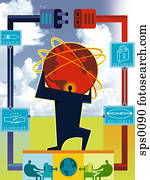 um, ilustração, de, internet, apoio, serviços