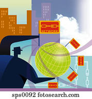 um desenho, de, um, rede, serviço, fornecedor