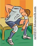 desportista, pôr, eutético, ligado, ferimento traseiro