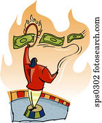 A woman instructing money to jump through hoops