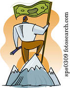 A man at the summit of a mountain