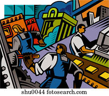 An illustration of various business operations