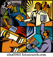 An illustration of communication between employees in various departments