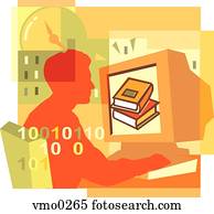 homem, ligado, computador, e-aprendendo