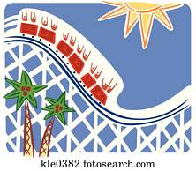 People on a roller coaster ride