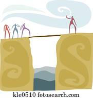 A person bridging the gap for others to follow A person bridging the gap for others to follow