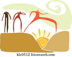 People taking a bold step across a valley