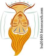 a, frau, annahme, akupunktieren therapie, auf, sie, gesicht