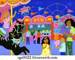Families at a carnival