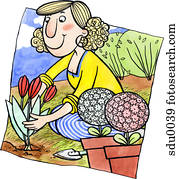 A woman gardening
