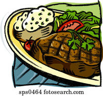 Drawing of a steak platter Drawing of a steak platter