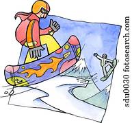 Two people snowboarding