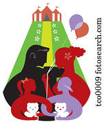 A family celebrating at a childrens festival