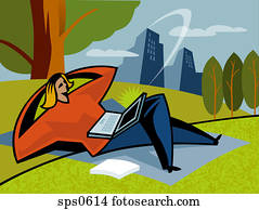 A woman using a laptop in the park A woman using a laptop in the park