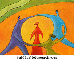 People dancing in a circle around a woman People dancing in a circle around a woman