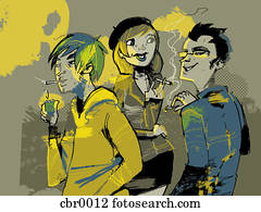 Three people smoking cigarettes
