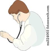 profissional cuidado saúde, visto, detrás, esquerda, ombro, segurando stethoscope, em, place.