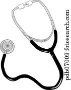 desenho, de, um, stethescope.