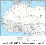 Map of Western Africa, with Terrain