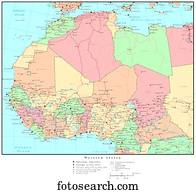 Map of Western Africa, with Country Boundaries