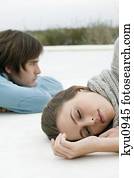 Couple lying on the floor