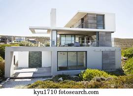 vista, de, um, modernos, residencial, estrutura