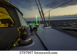 France, Brittany, Atlantic Ocean, night sailing