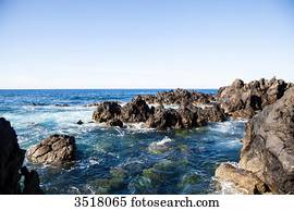 Madeira Island, volcanic rock in the sea
