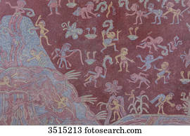 Mexico, State of Mexico, Teotihuacan archaeological pre-Columbian .200 BC, UNESCO World Heritage Site. Frescoes of the Palacio de Tepantitla
