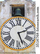 portugal, algarve., faro., clock.