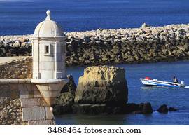 portugal, algarve, lagos., ponta, bandeira, forte portugal, algarve, lagos., ponta, bandeira, forte