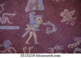 Mexico, State of Mexico, Teotihuacan archaeological pre-Columbian 200 BC, a UNESCO World Heritage Site. Frescoes of the Palacio de Tepantitla