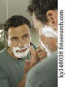 retrato, de, um, homem, raspar