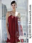 retrato, de, um, modelo moda, ficar