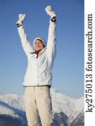 Young woman breathing fresh air