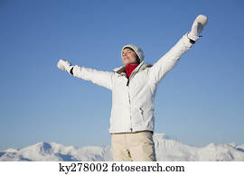 Young woman breathing fresh air