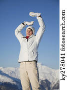 Young woman breathing fresh air