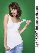 Young woman in tank top and jeans