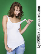 Young woman in tank top and jeans